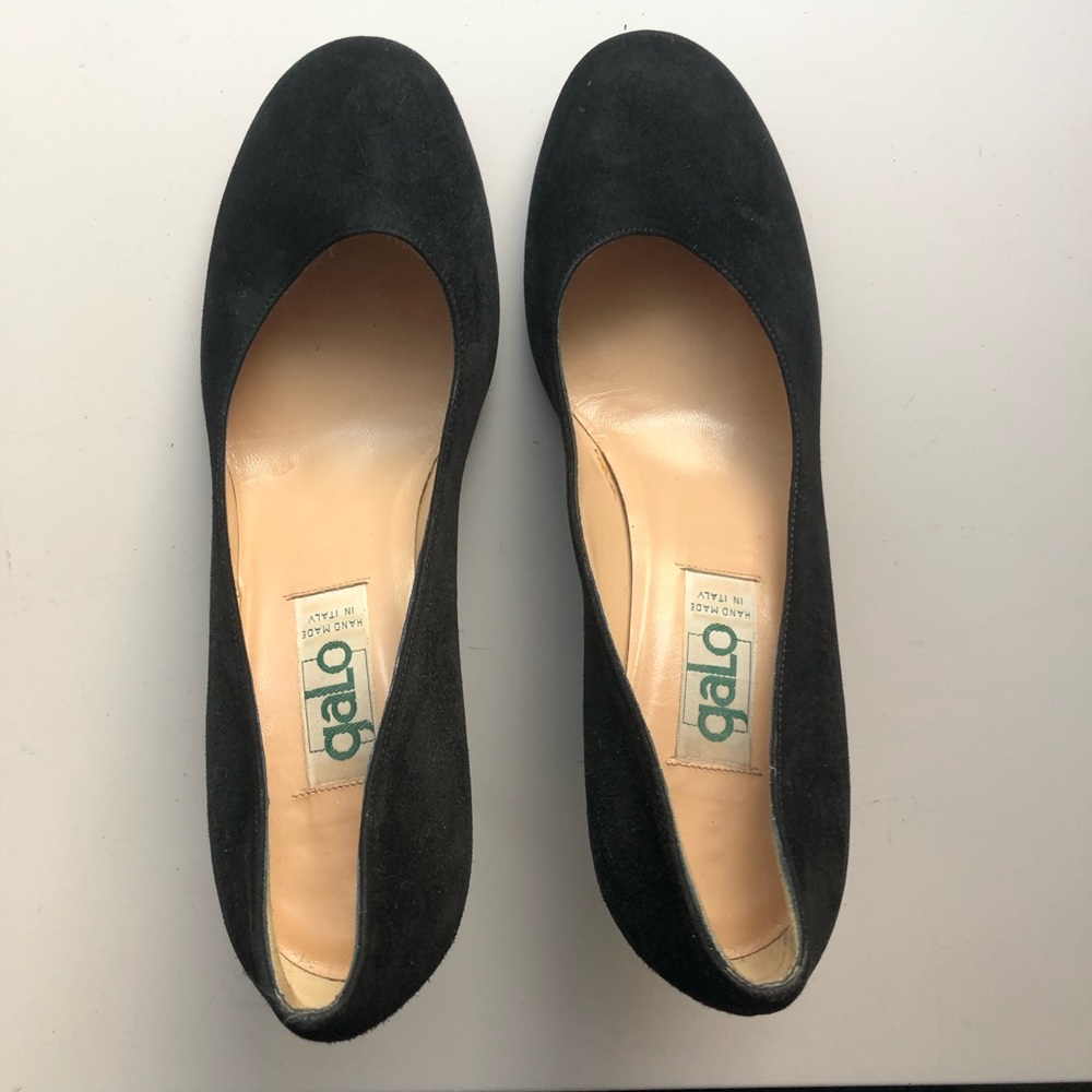 Winter Black Suede Galo Italy Hand Made Pumps 39.5